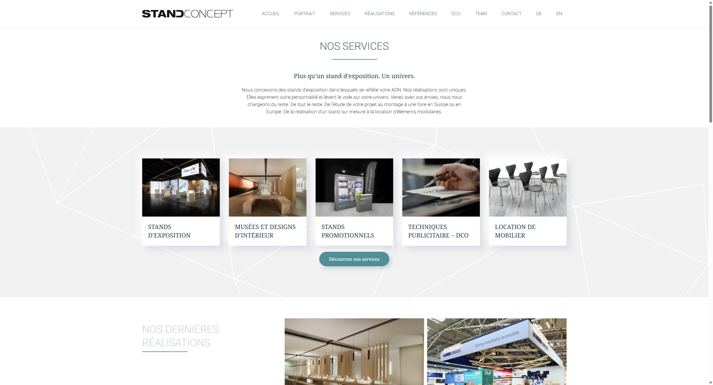 Page d'accueil du site Standconcept