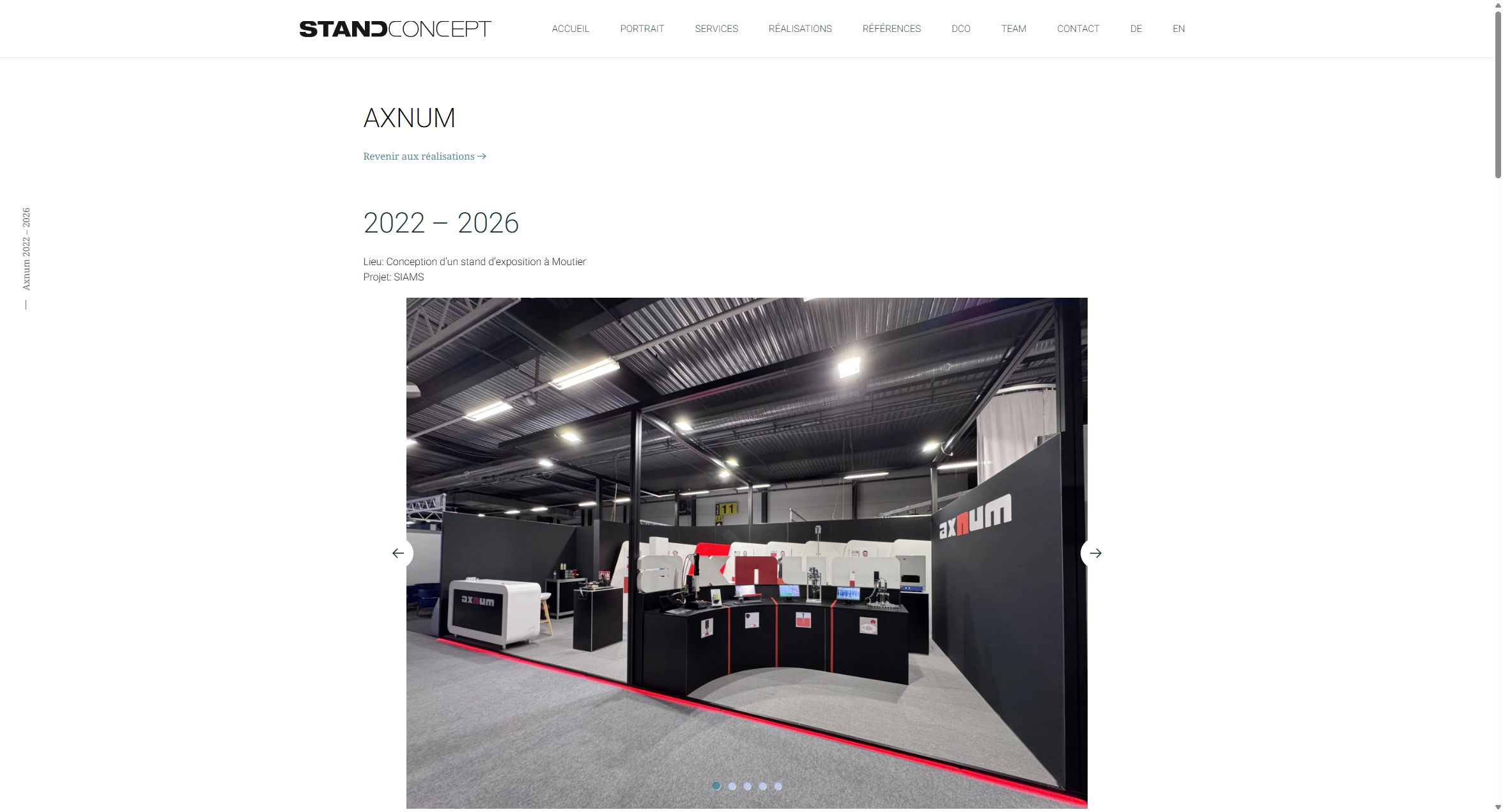 Page réalisation Axnum du site Standconcept